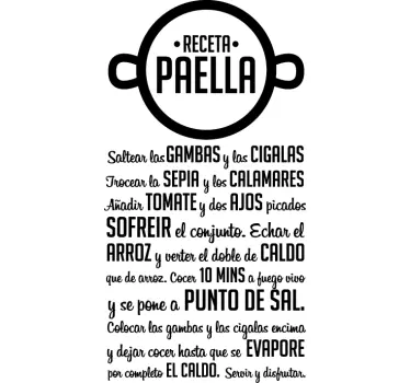 Vinilo decorativo receta paella recipe sticker - TenStickers