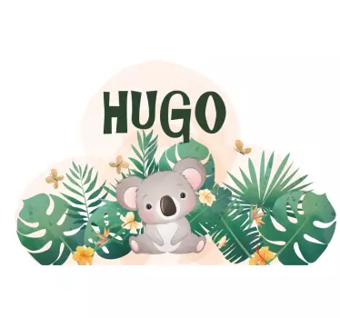 Cute koala for boy with name kids bedroom wall sticker - TenStickers
