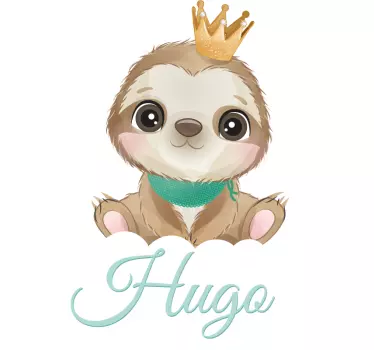Cute sloth for boy with name kids bedroom sticker - TenStickers