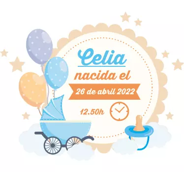 Kid's sticker baby birth information - TenStickers