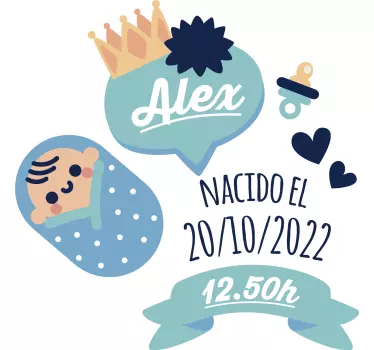 Kid's sticker baby birth announcement - TenStickers