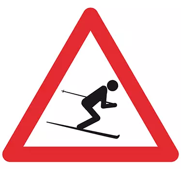 Warning Skier Sticker - TenStickers