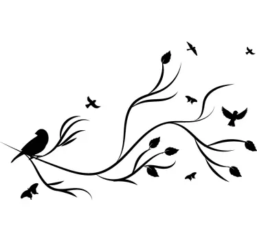 Branch with Birds tree wall sticker - TenStickers