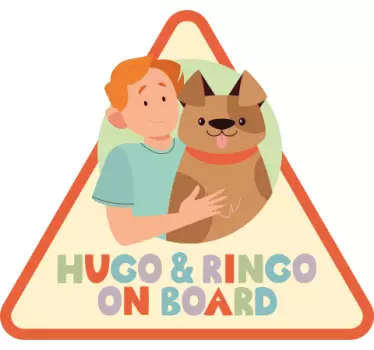 Kid and dog on board car sticker - TenStickers
