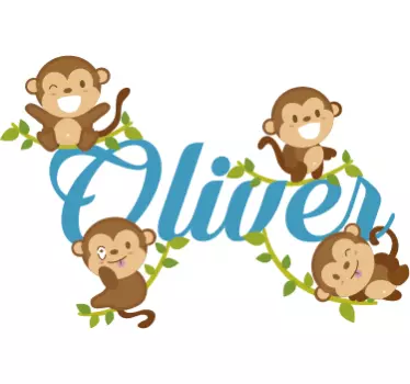 Four funny monkeys wall sticker children's room - TenStickers