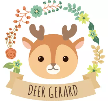 Baby deer drawing illustration wall art - TenStickers