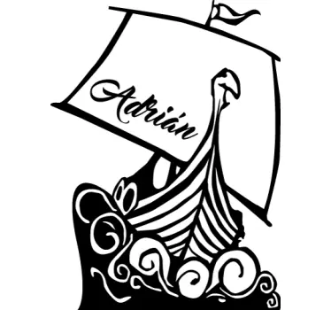 customizable viking ship illustration wall art - TenStickers