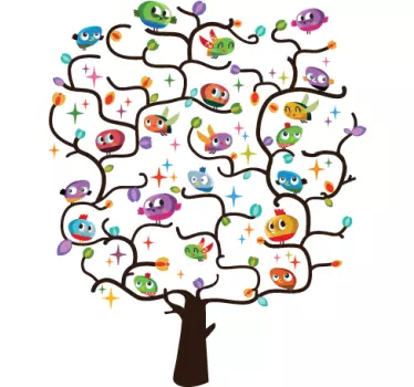 Kids Bird Tree Wall Sticker - TenStickers