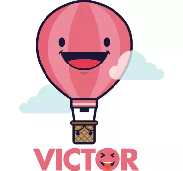 Kid's sticker happy hot air balloon - TenStickers
