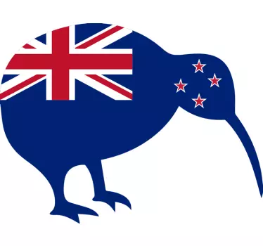 Kiwi bird with new Zealand flag car sticker - TenStickers