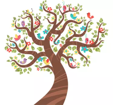 Monochrome Spring Tree Wall Sticker - TenStickers