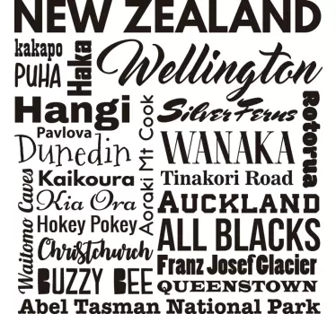 New Zealand words concepts wall decal - TenStickers