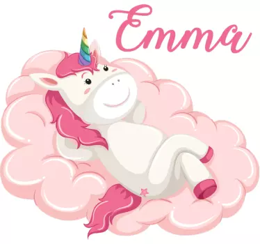 Unicorn with name fairy tale wall decal - TenStickers