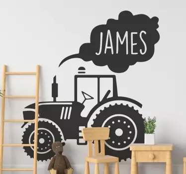 Silhouette tractor with own personalized name toy decal - TenStickers