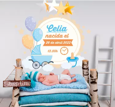 Kid's sticker baby birth information - TenStickers