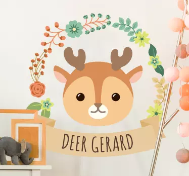 Baby deer drawing illustration wall art - TenStickers