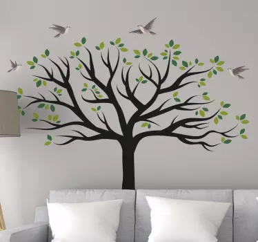 Birds flying over green tree tree wall decal - TenStickers