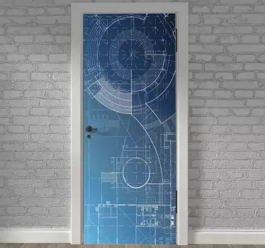 Blueprint glass door sticker - TenStickers