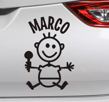 Child's body with name baby in car decal - TenStickers