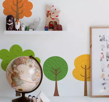 Colorful small trees tree wall decal - TenStickers