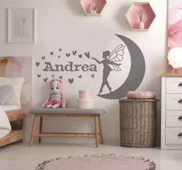 Personalised fairy spreading love fairytale name decal - TenStickers