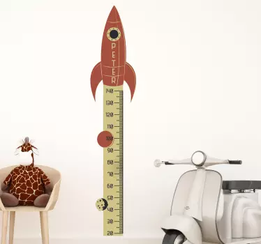 Customisable Rocket Height Chart height chart wall sticker - TenStickers