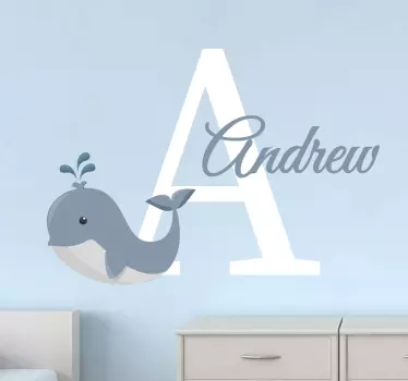 Customizable name with whale Personalised decal - TenStickers