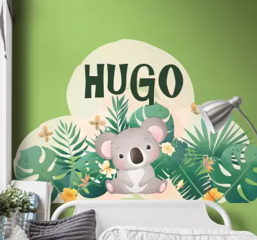 Cute koala for boy with name kids bedroom wall sticker - TenStickers