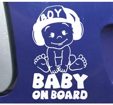Cute with cap baby in car sticker - TenStickers