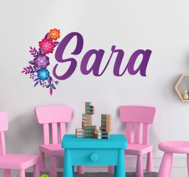 Floral name design sticker illustration - TenStickers