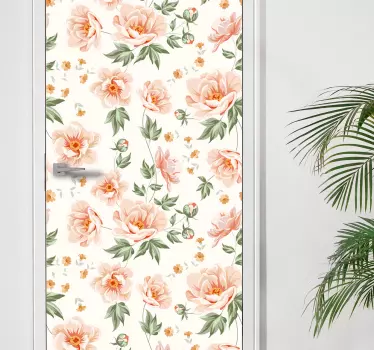 Floral print glass door decal - TenStickers