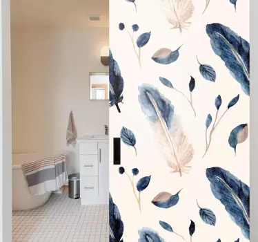 Flying leaves and feathers glass door sticker - TenStickers