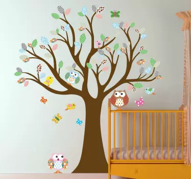 Forest Tree with Birds Kids Sticker - TenStickers