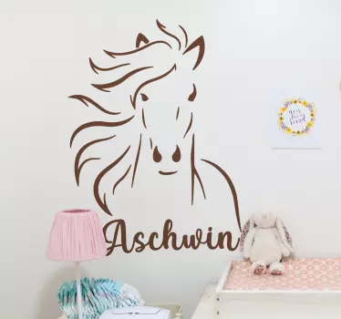 horse with personalized name animal wall decor - TenStickers