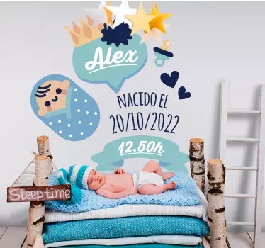 Kid's sticker baby birth announcement - TenStickers
