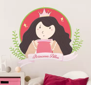 Kid's sticker cute princess illustration - TenStickers