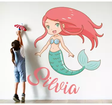 Kid's sticker mermaid character personalization - TenStickers