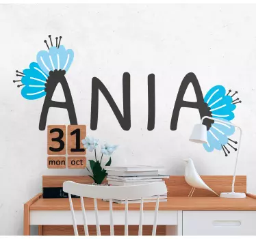 Kid's sticker personalized floral name - TenStickers
