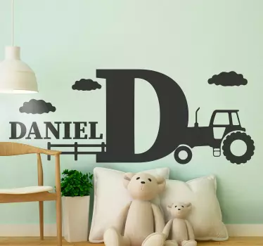 Kid's sticker personalized tractor letter - TenStickers