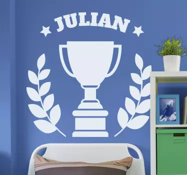 Kid's sticker personalized trophy decor - TenStickers