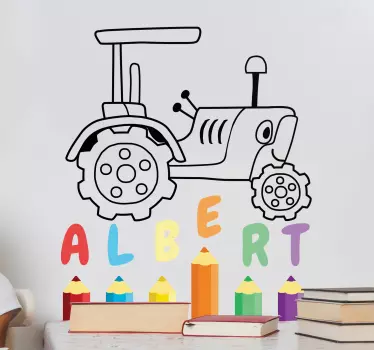 Kid's sticker tractor-themed art design - TenStickers