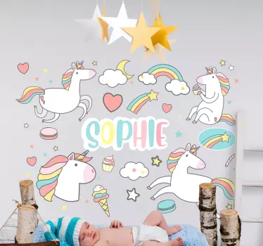 Kid's sticker vibrant unicorn design - TenStickers