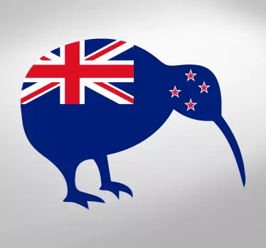 Kiwi bird with new Zealand flag car sticker - TenStickers