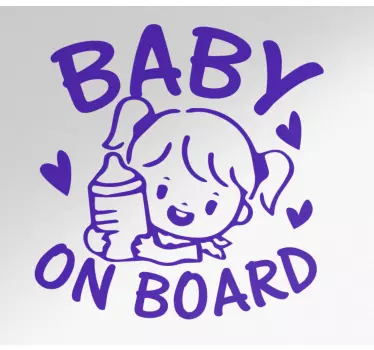 Little girl with bottle baby in car sticker - TenStickers