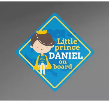 Little prince on board blue design baby in car sticker - TenStickers