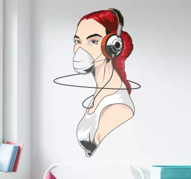 Love Music Girl Decal - TenStickers