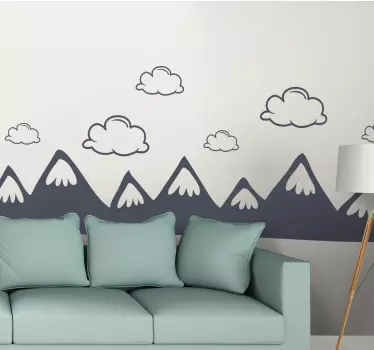 Nature wall sticker mountainous cloud landscape - TenStickers