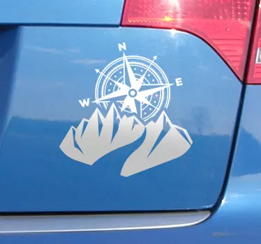mountains and compass Car Decal - TenStickers