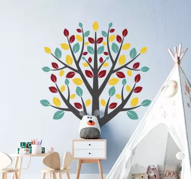 Multicoloured leaves tree tree wall decal - TenStickers