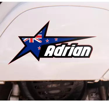 New Zealand flag and custom name motorbike sticker - TenStickers